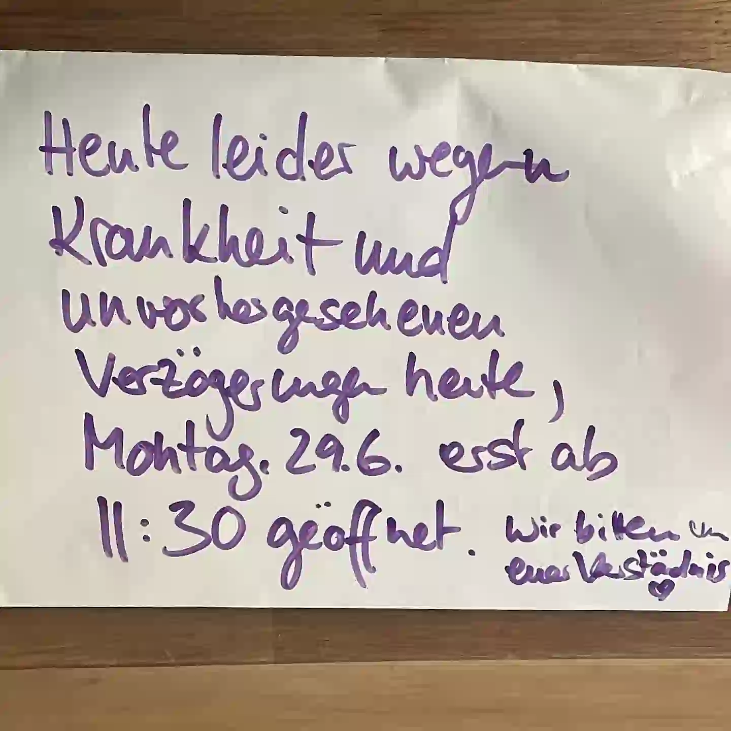 Heute ist leider so ein Montag🫣 erst ab 11:30 geöffnet. #ernas_aktuelles