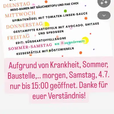 #ernas_wochenplan #ernas_aktuelles Sommer!…. Morgen nur bis 15:00 geöffnet.